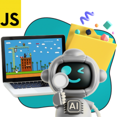 Язык программирования JavaScript + AI. Проектное обучение + геймификация + AI-помощники - КИБЕРшкола программирования для детей, компьютерные курсы для школьников, начинающих и подростков - KIBERone г. Нижнекамск